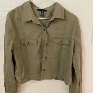 Long sleeve cropped button-up